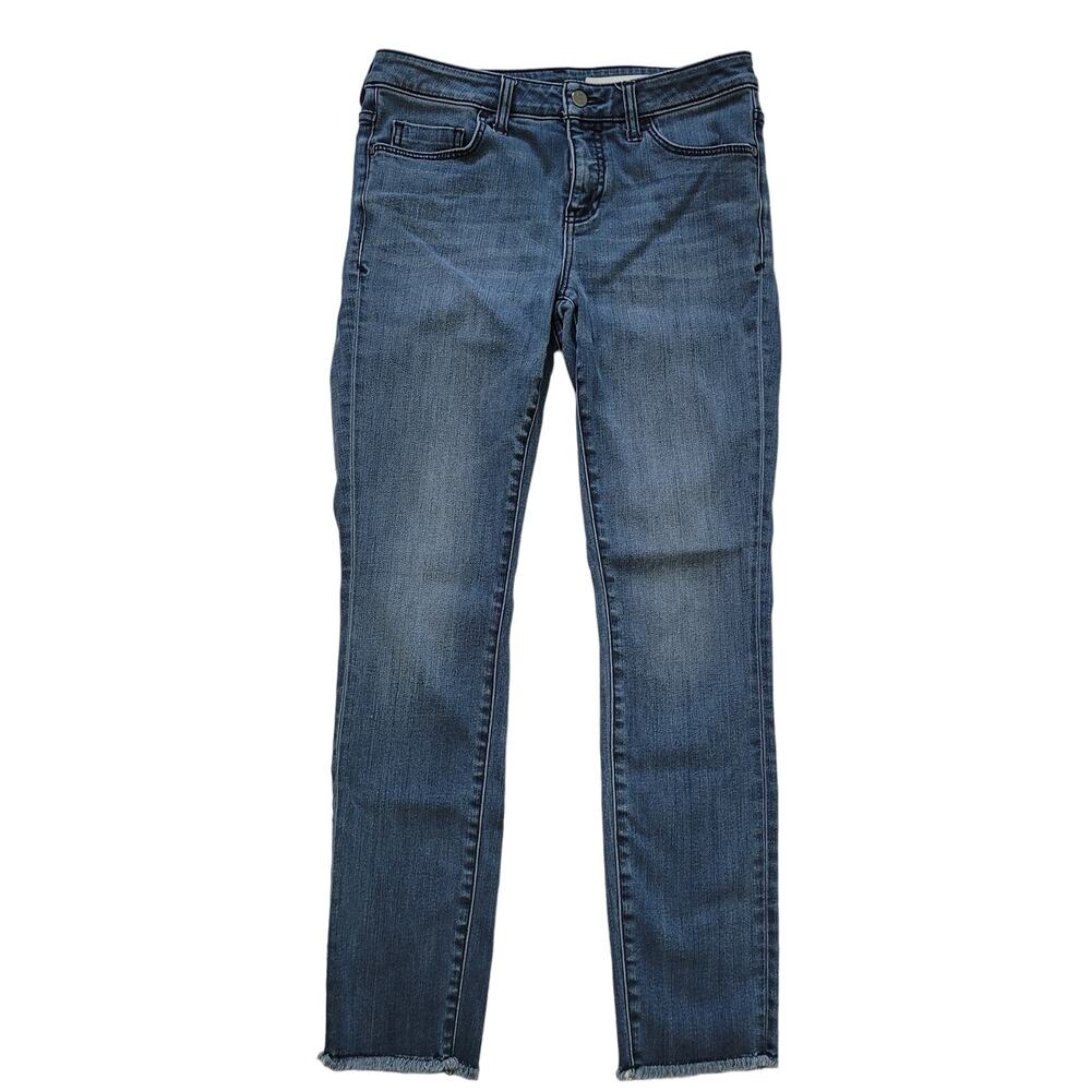 Pilcro‎ and The Letterpress Size 28 Medium Wash Raw Hem Skinny Jeans Script